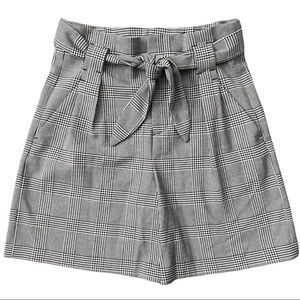 Zara Black & White Plaid High Waisted Shorts, Size M